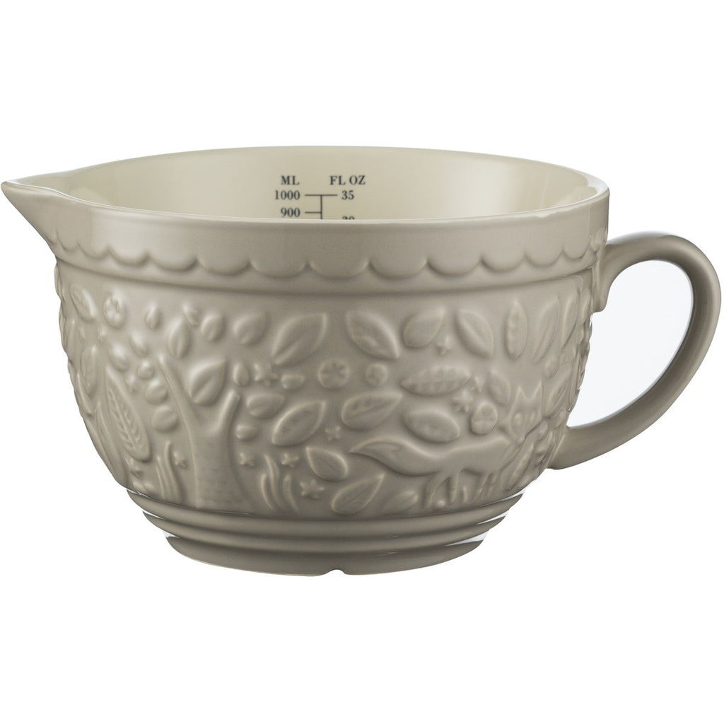 Mason Cash In The Forest measuring jug in taupe with embossed woodland detail and measurement markings