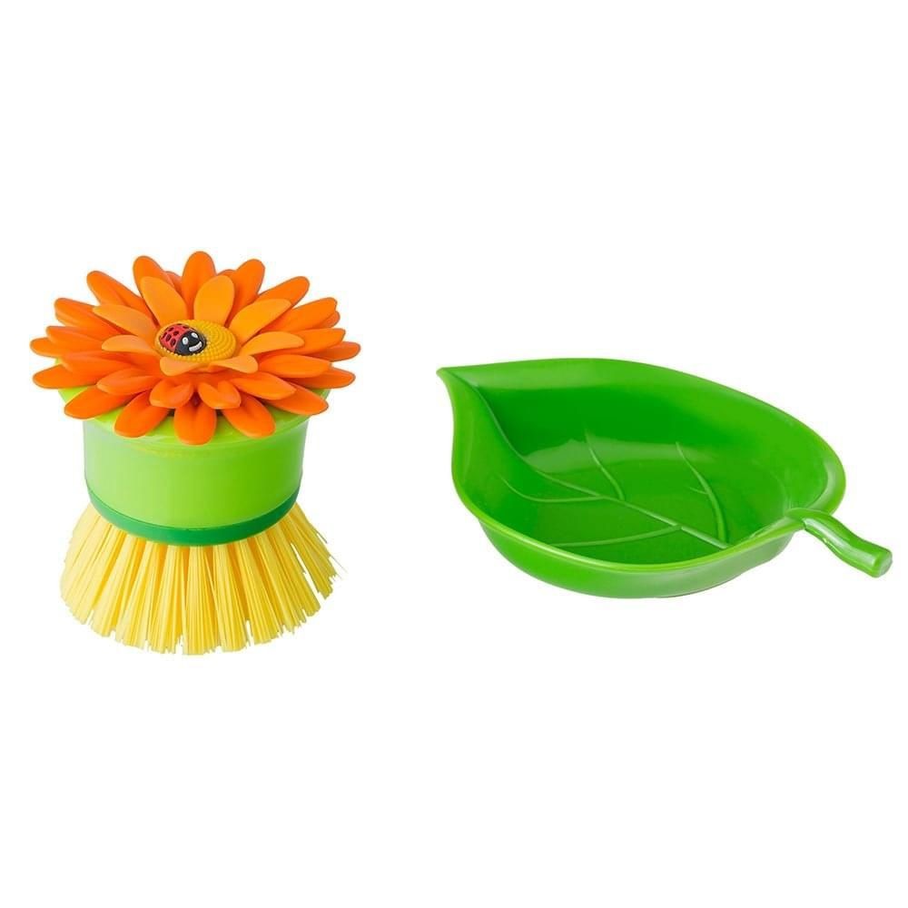 Vigar Flower Power Palm Dish Brush With Holder