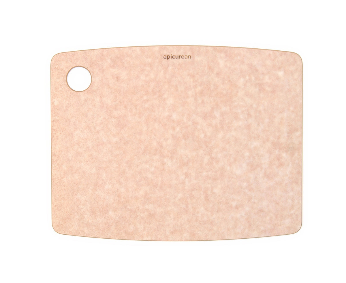 Epicurean Kitchen Series cutting board in natural tan, 29.2 x 22.8cm, with a hanging hole