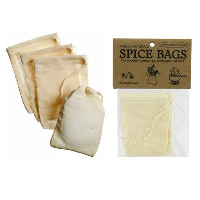 Regency natural spice bags, a pack of reusable cotton drawstring bags