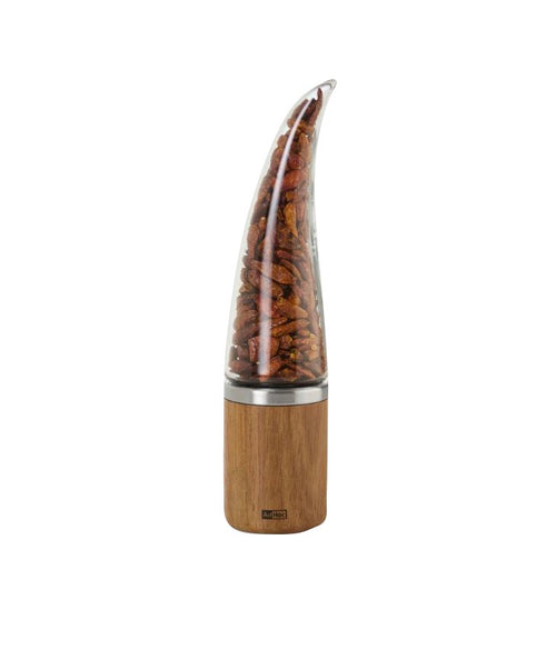 AdHoc Peperone chilli cutter in acacia wood with a clear chamber of dried chillies