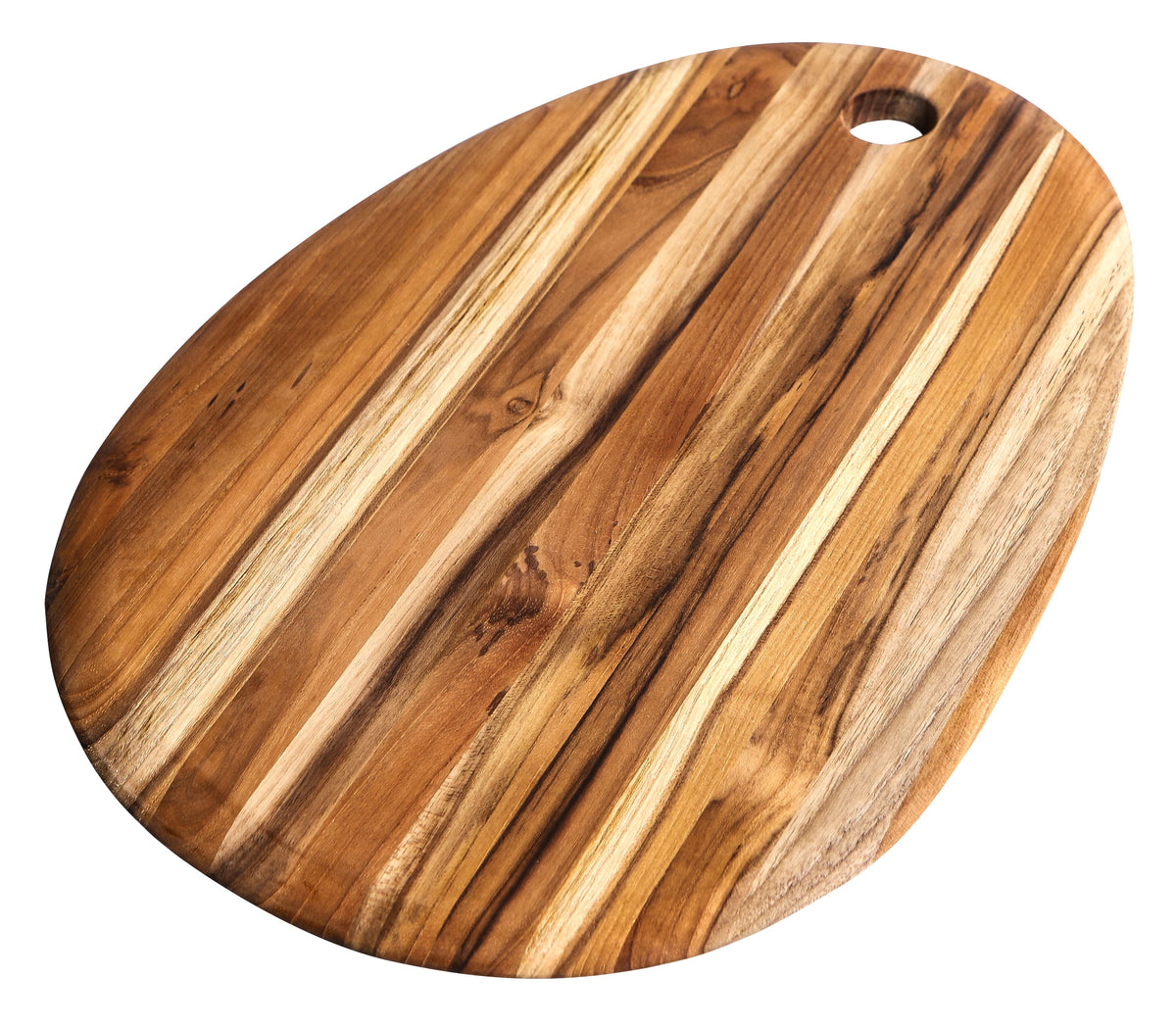 Teakhaus elegant oval board, small, 35x23cm, in striped teak with a hanging hole