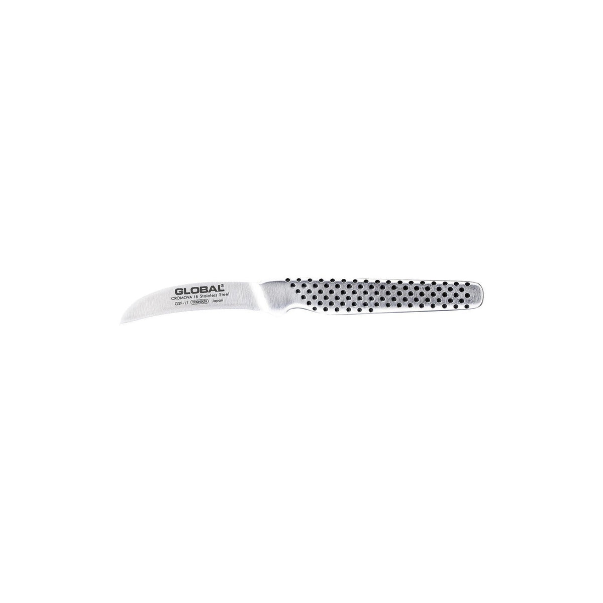 Global Classic GSF-17 curved peeling knife, 6cm, with a dimpled steel handle