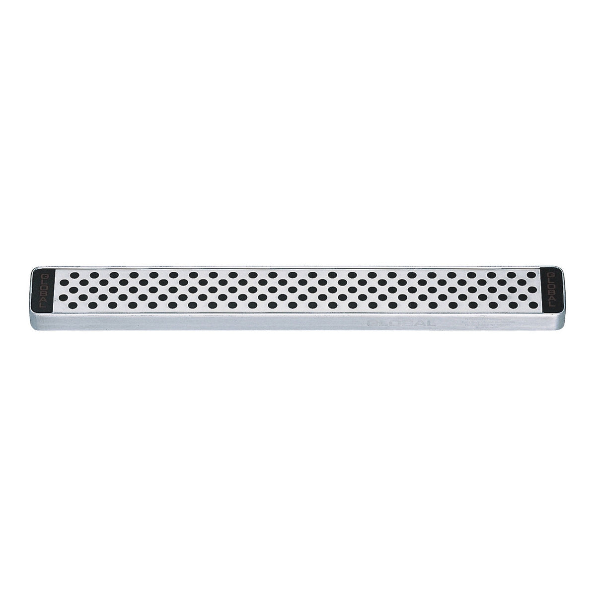 Global magnetic knife holder in stainless steel with a wooden base