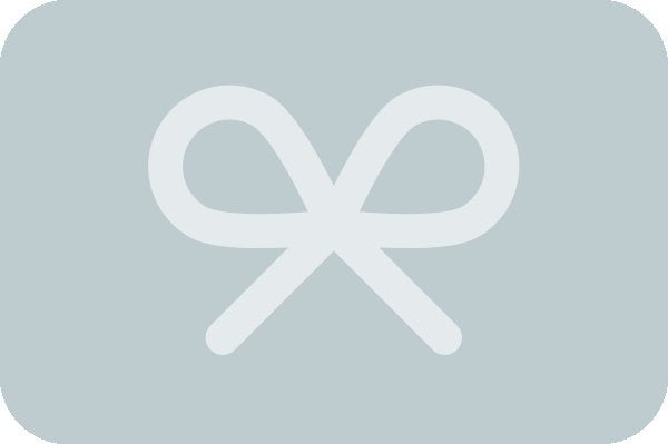 Gift card graphic with a white ribbon bow on a pale blue background