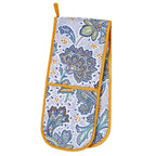 Ulster Weavers Italian Paisley double oven glove with a blue paisley print and yellow binding
