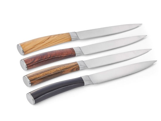 Philippi Garry steak knife set, four steak knives with different wood handles