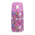 Oasis kids drink bottle with a sipper, 400ml, in pink with a unicorn and donut print