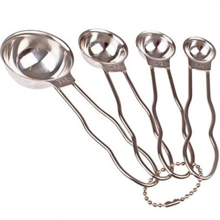 Appetito stainless steel measuring spoon set of four, joined on a ball chain