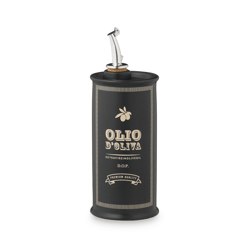 NuovaCER 250ml oil bottle in black with gold Olio d'Oliva lettering and a steel pourer