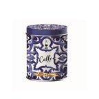 Bialetti Dolce & Gabbana Blu Mediterraneo coffee tin with an ornate blue and white tile pattern