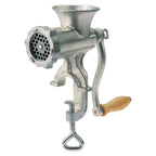 Westmark cast steel meat mincer with a table clamp and wooden crank handle