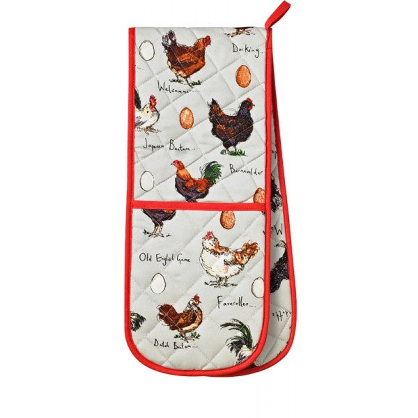 Ulster Weavers Chicken & Egg double oven glove with an illustrated hen pattern