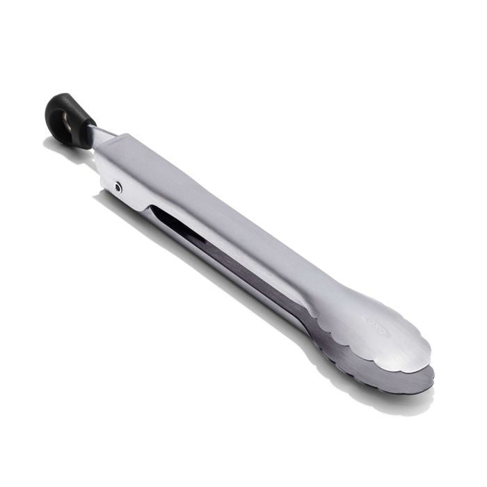OXO Good Grips mini tongs, 20cm, in stainless steel with a black grip handle