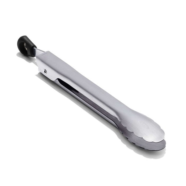 OXO Good Grips mini tongs, 20cm, in stainless steel with a black grip handle