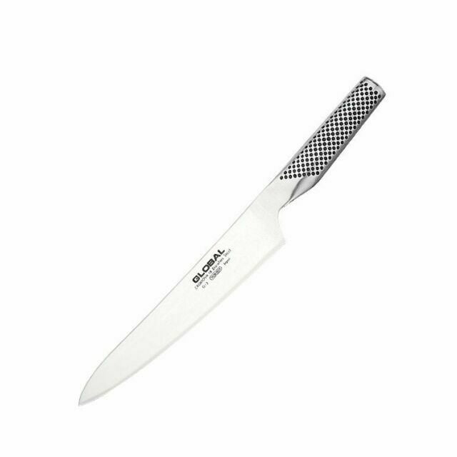 Global Classic G-3 carving knife, 21cm, with a dimpled stainless steel handle