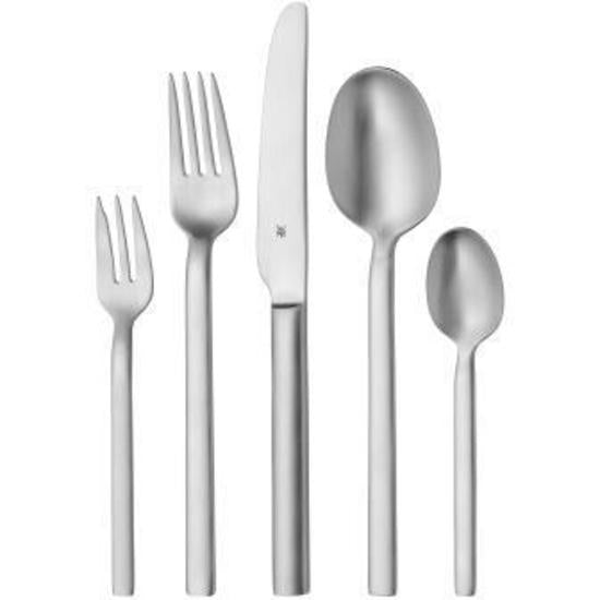 WMF Alteo matt stainless steel cutlery, one place setting of knife, fork, spoon, dessert fork and teaspoon