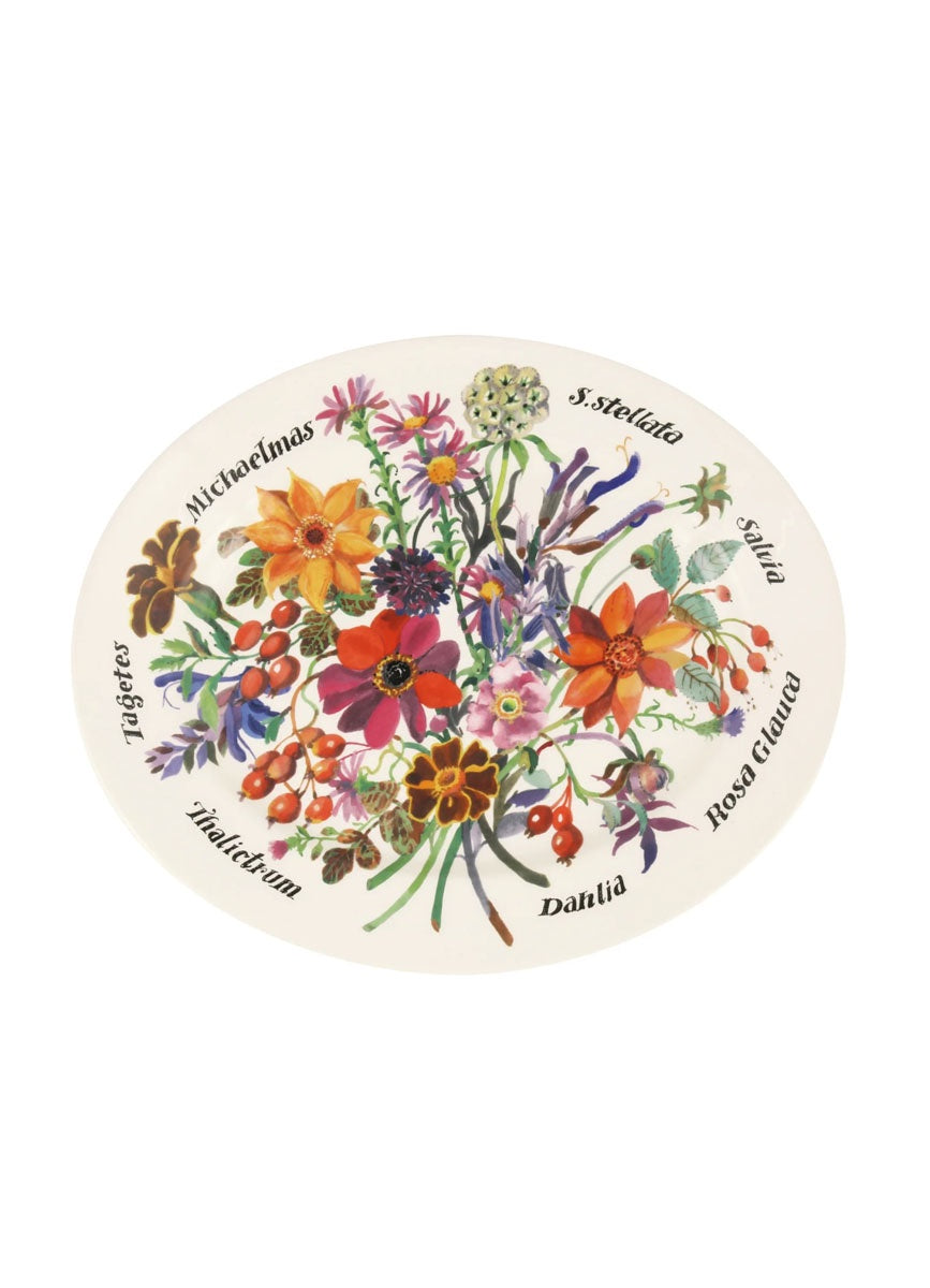 Emma Bridgewater Autumn Flowers medium oval platter with a mixed floral bouquet