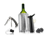 Vacu Vin Wine Essentials gift set with a corkscrew, wine cooler sleeve, vacuum pump, stoppers and a pourer