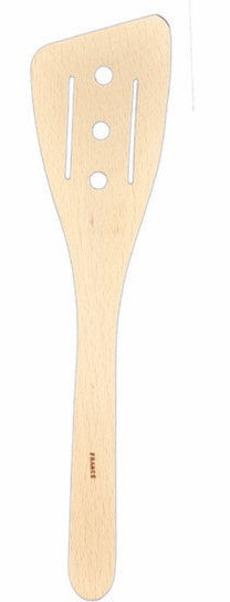French Woodware extra wide curved slotted spatula in pale beechwood