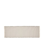 Broste Elouise table runner in off-white and black with fine ribbed stripes and fringed ends