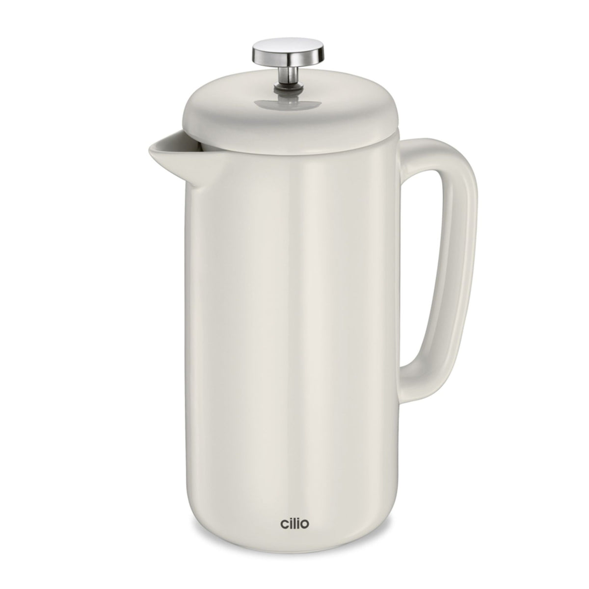 Cilio Bianca porcelain coffee press, 8 cup, in cream with a chrome plunger