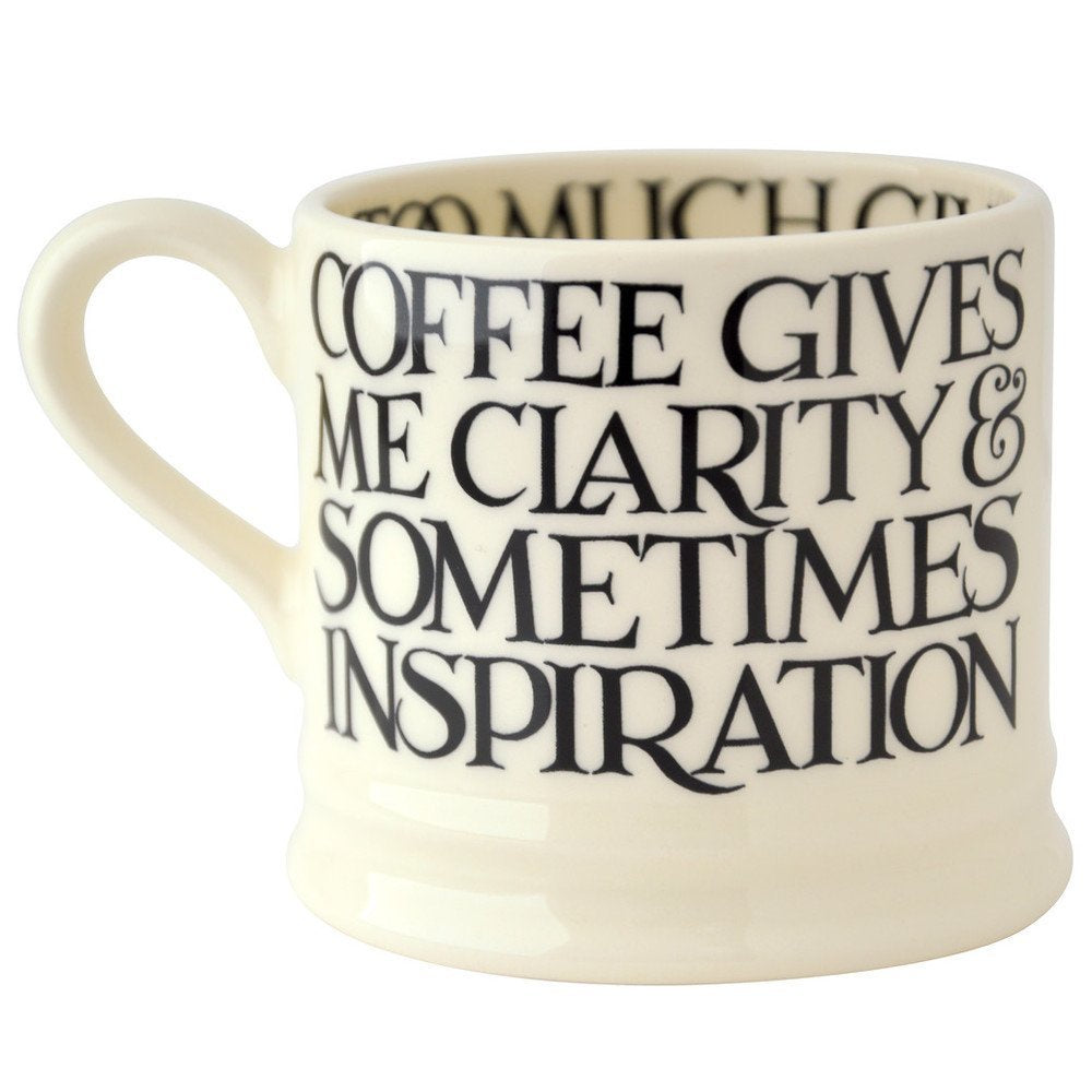 Emma Bridgewater Black Toast small mug with Coffee Gives Me Clarity lettering