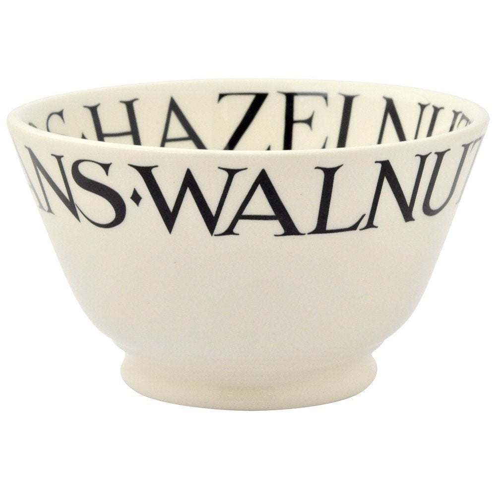 Emma Bridgewater Black Toast nuts old bowl with Hazelnuts and Walnuts lettering