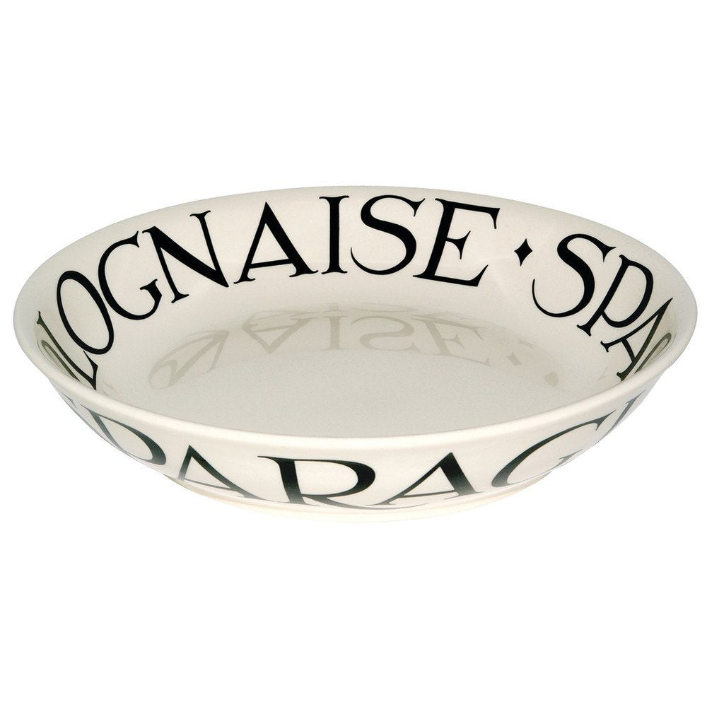 Emma Bridgewater Black Toast Bolognese medium pasta bowl with black lettering on cream