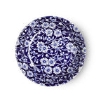 Burleigh Calico butter pat dish in blue and white with a flower and vine pattern