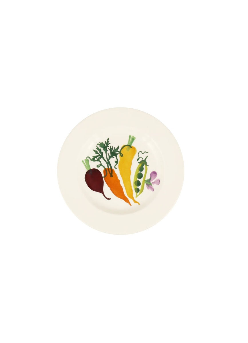 Emma Bridgewater Carrots & Beets 6 1/2 inch plate with an illustrated vegetable border