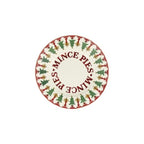 Emma Bridgewater Christmas Joy 8 1/2 inch plate with MINCE PIES lettering and a border of trees