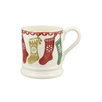 Emma Bridgewater Christmas Stockings half pint mug with red, green and gold stockings
