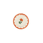 Emma Bridgewater Chrysanthemum 6 1/2 inch plate with an orange flower in the centre and a scalloped orange border