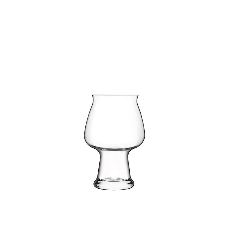 Luigi Bormioli Birrateque cider glass, a short stemless tulip-shaped glass