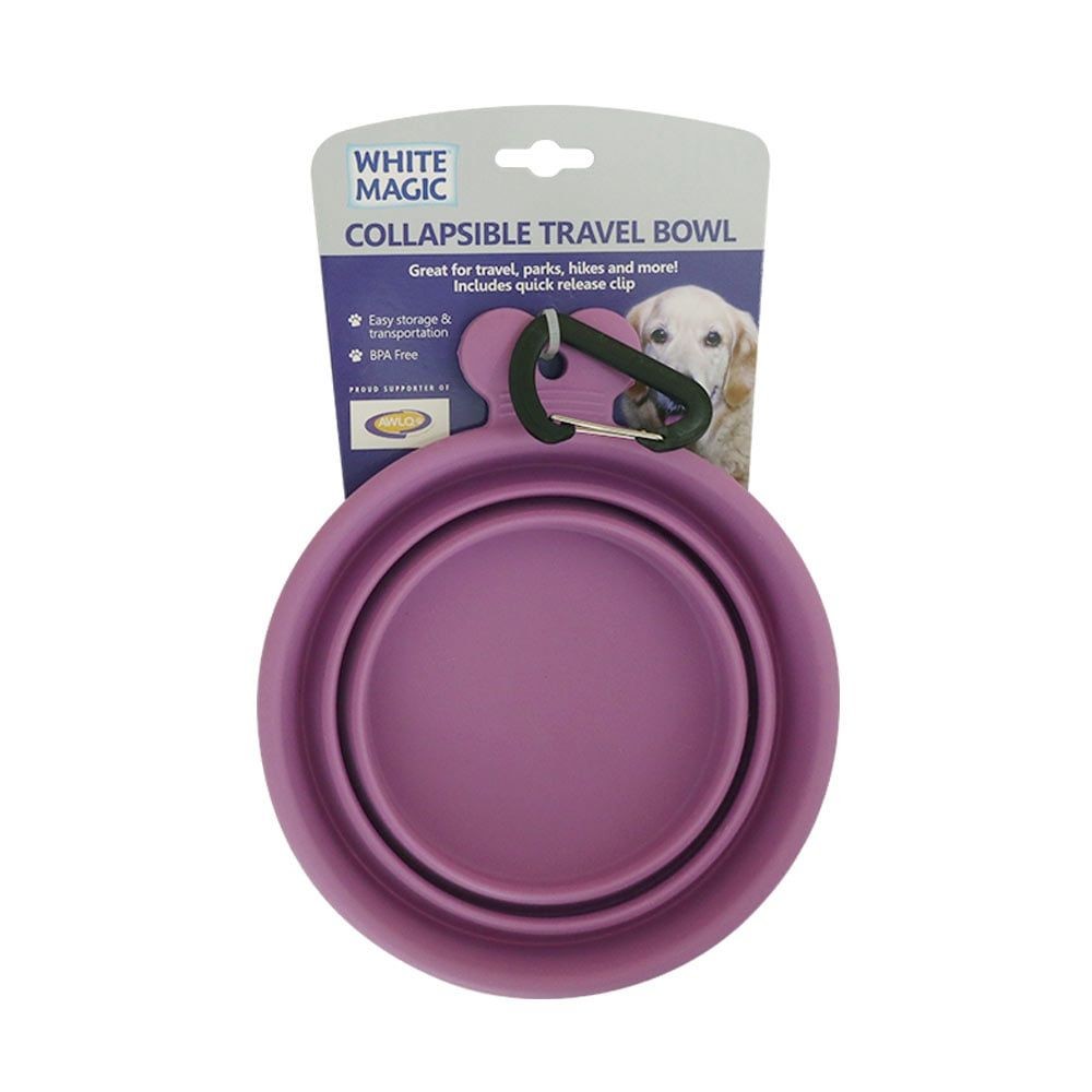 White Magic Collapsible Travel Pet Bowl