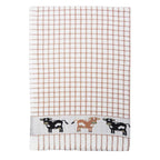Samuel Lamont Poli-Dri tea towels with an illustrated cow pattern border