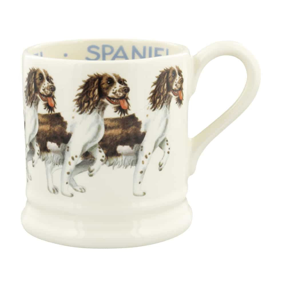 Emma Bridgewater Brown & Cream Spaniel half pint mug with illustrated spaniels