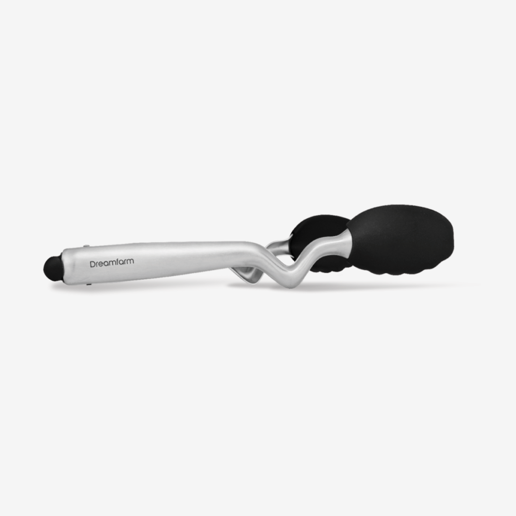 Dreamfarm Clongs, 9 inch, in black with silicone tongs and a locking clip