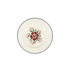 Emma Bridgewater 6 1/2 inch plate with an Antique Roses design of red and pink roses and a navy rim line