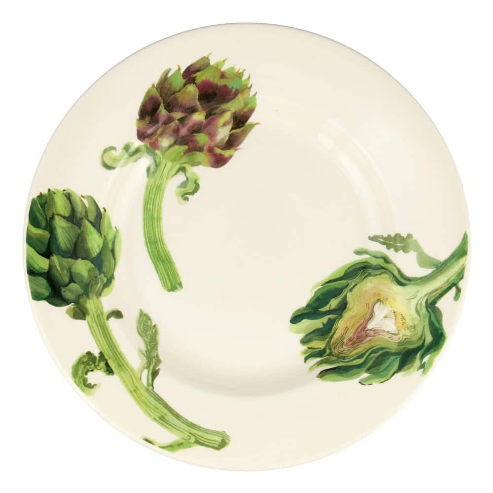 Emma Bridgewater Vegetable Garden Artichokes 10 1/2 inch plate with an illustrated artichoke design