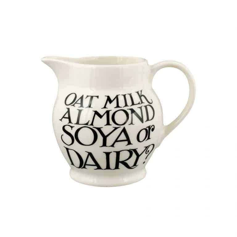 Emma Bridgewater Black Toast half pint jug with Oat Milk Almond Soya or Dairy lettering