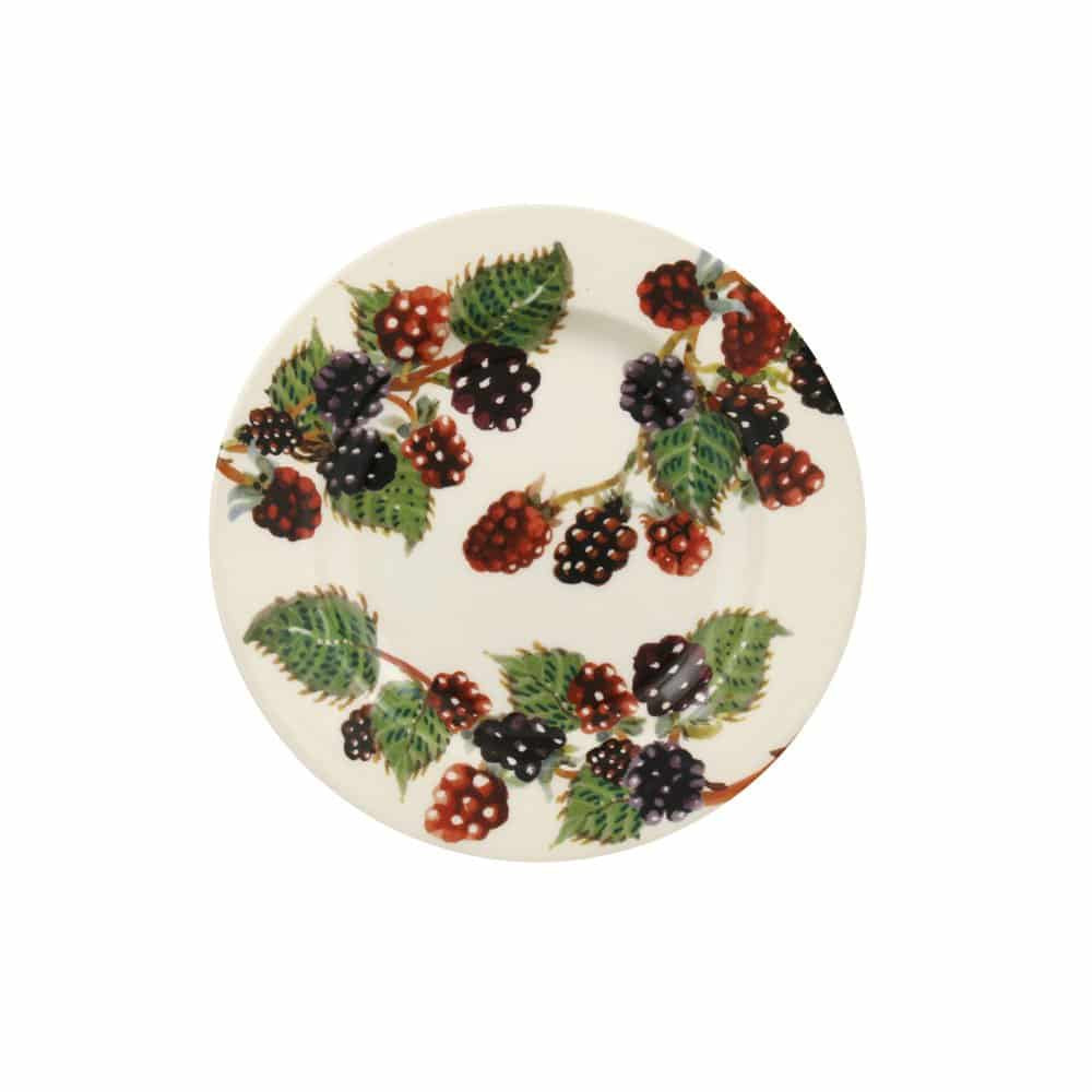 Emma Bridgewater 6 1/2 inch plate with a Fruits Blackberry design of blackberries and leaves