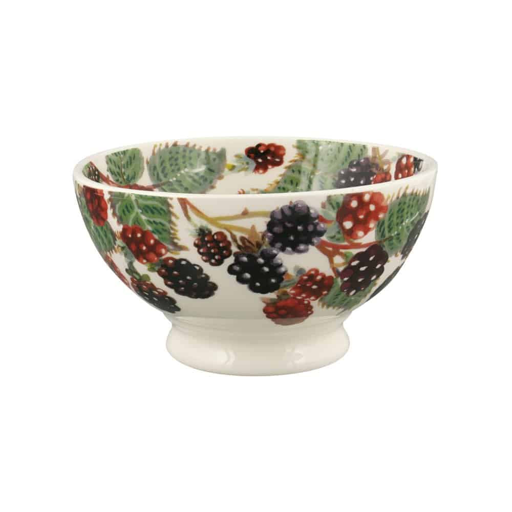 Emma Bridgewater French bowl with a Blackberry fruit design of dark berries and leaves