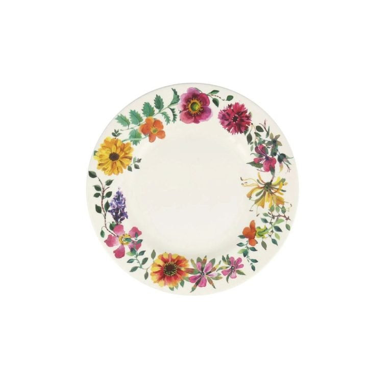 Emma Bridgewater Garden Flowers 8 1/2 inch plate with a mixed floral border