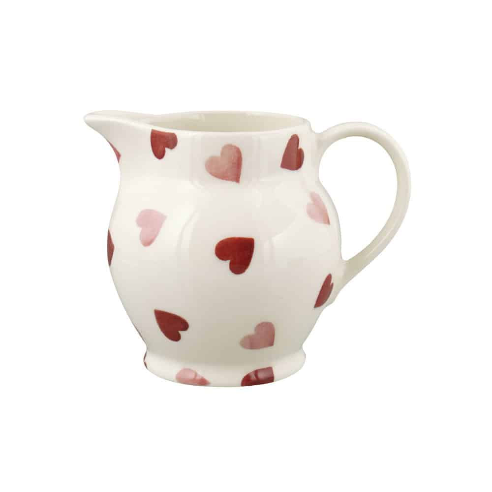 Emma Bridgewater half pint jug with a Pink Hearts design of red and pink hearts