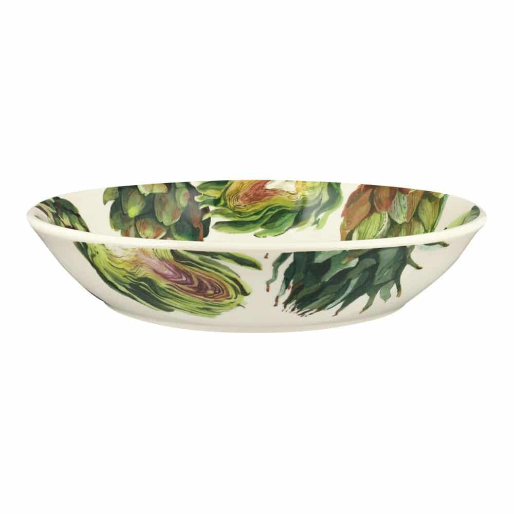 Emma Bridgewater pasta bowl with a Vegetable Garden design of green artichokes