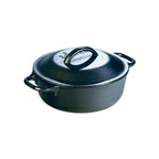 Lodge 1.9 litre lidded cast iron pot, 20cm, in black with a loop handle and two side handles