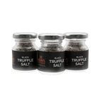 Hunt & Gather Specialty Salts Black Truffle, a set of three small glass jars with black labels