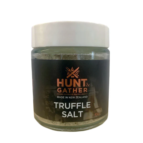 Hunt & Gather Speciality Salt Truffle, 65g, in a glass jar with a white lid